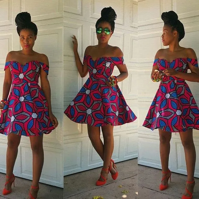 african print off shoulder dress