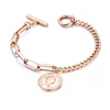 retro round bracelet titanium steel bracelet rose gold ladies bracelet Elizabeth coin jewelry