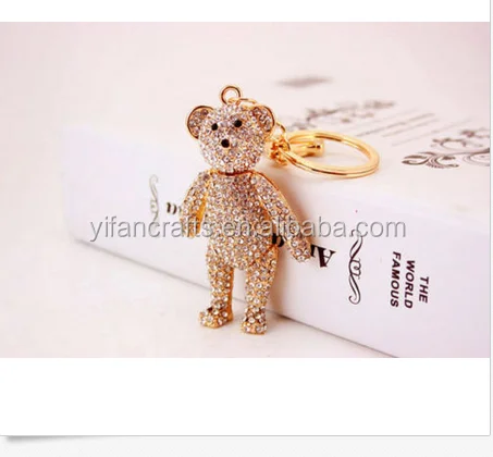 crystal teddy bear keychain