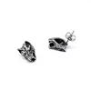 Punk Men Stainless Steel Jewelry Cool Animal Design Wolf Head Earrings