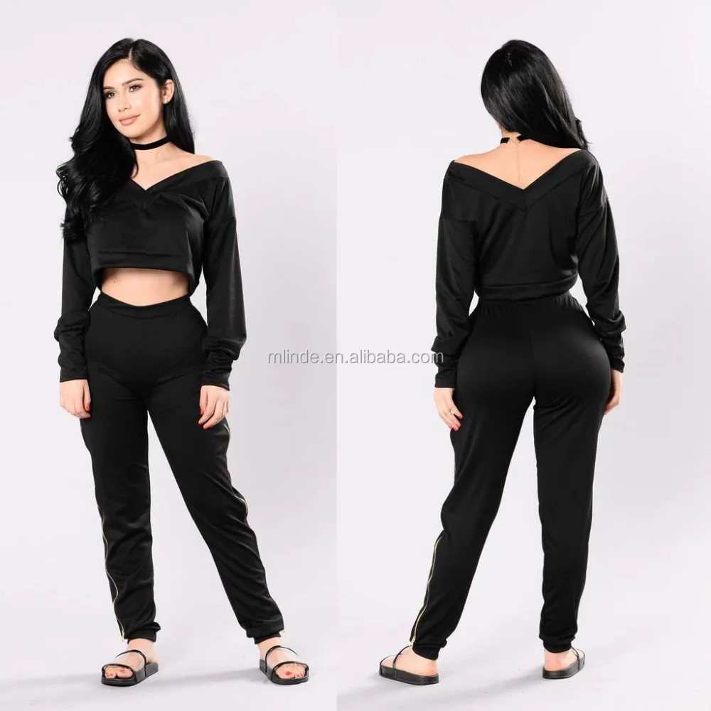 off shoulder sweat suit