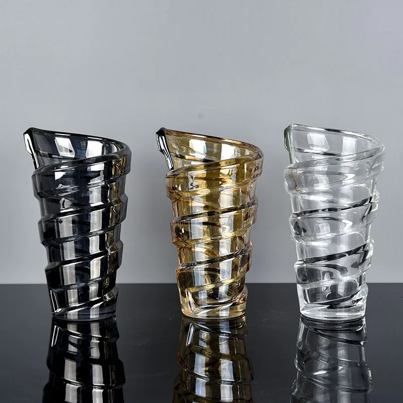 Tall Glass Vase with Elegant Spiral Ribs 10.3x24.7cm main image 1