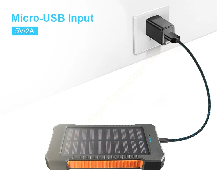 solar power bank 8000mAh extreme mobile phone battery charger pack dual USB LED lights with climbing hook - ANKUX.COM