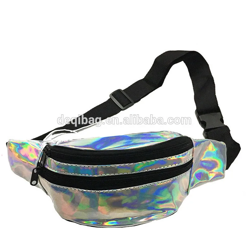 silver holographic fanny pack