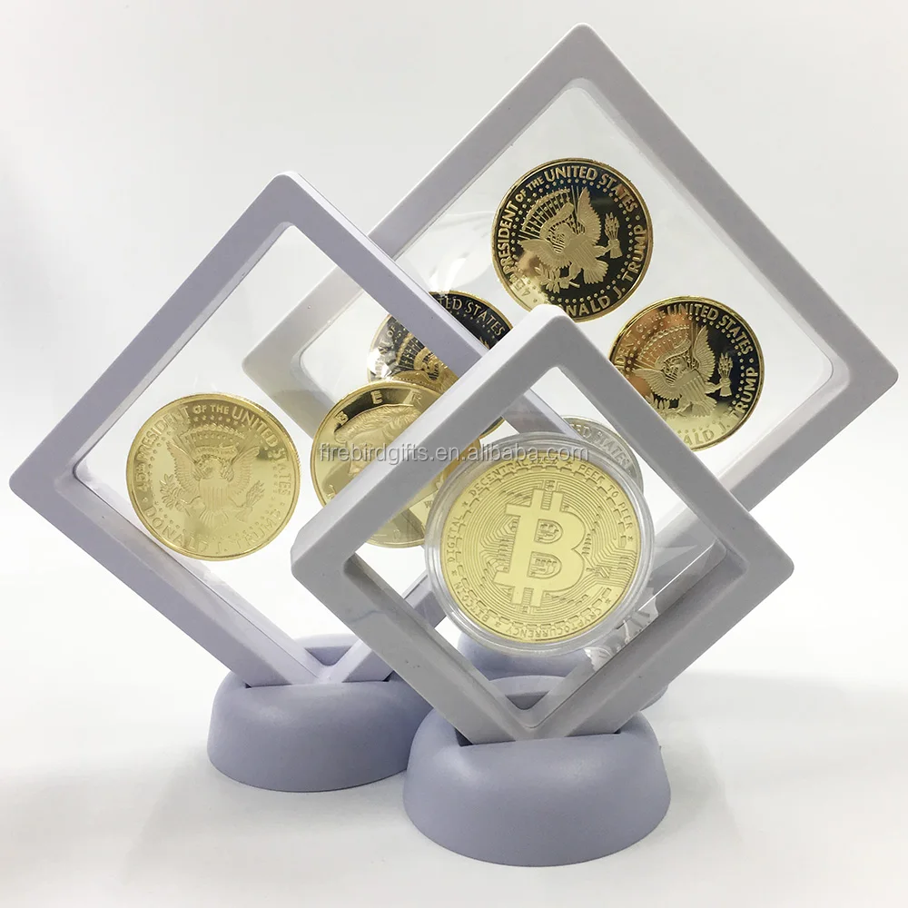 3D Floating Frame Commemorative Coins Collection Display Protection Clear Box 