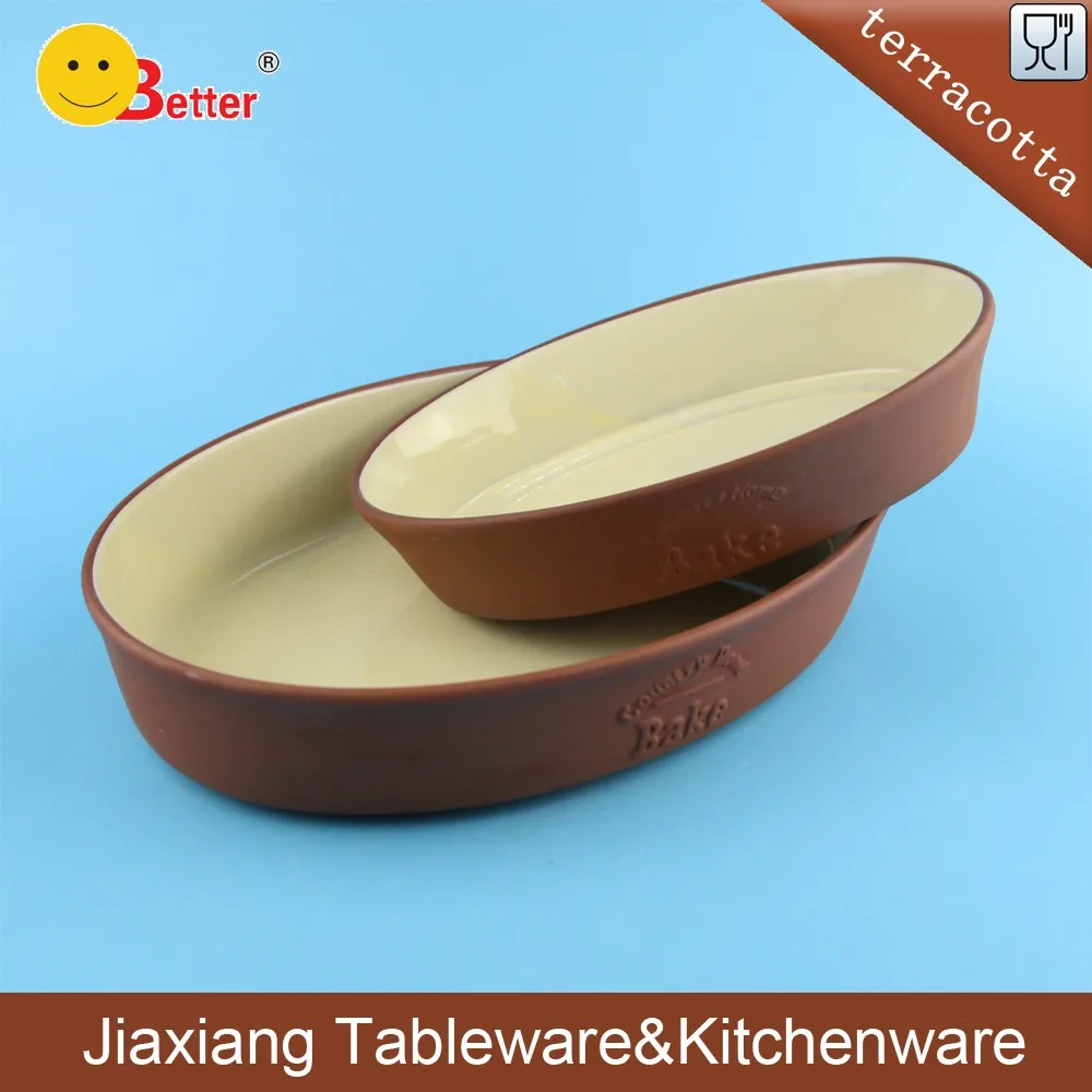 Oven Safe Heat Resistant Glazed Terracotta Round Ceramic Bakeware Baking Plate Dish Buy Oven