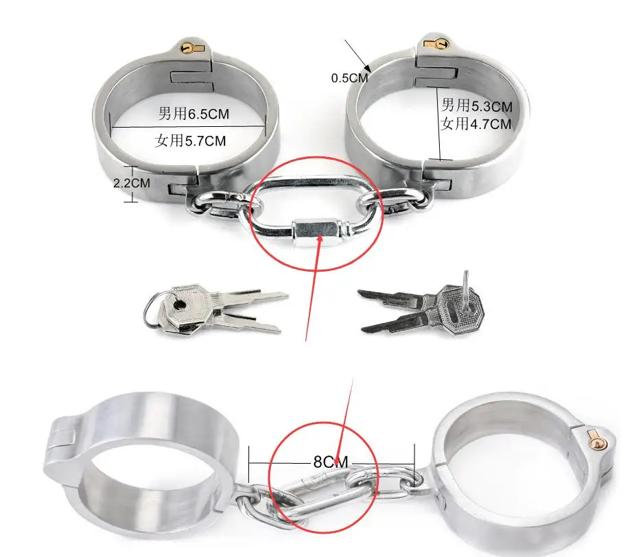 Stainless Steel Handcuffs For Sex Oval Type Bondage Lock Bdsm Fetish