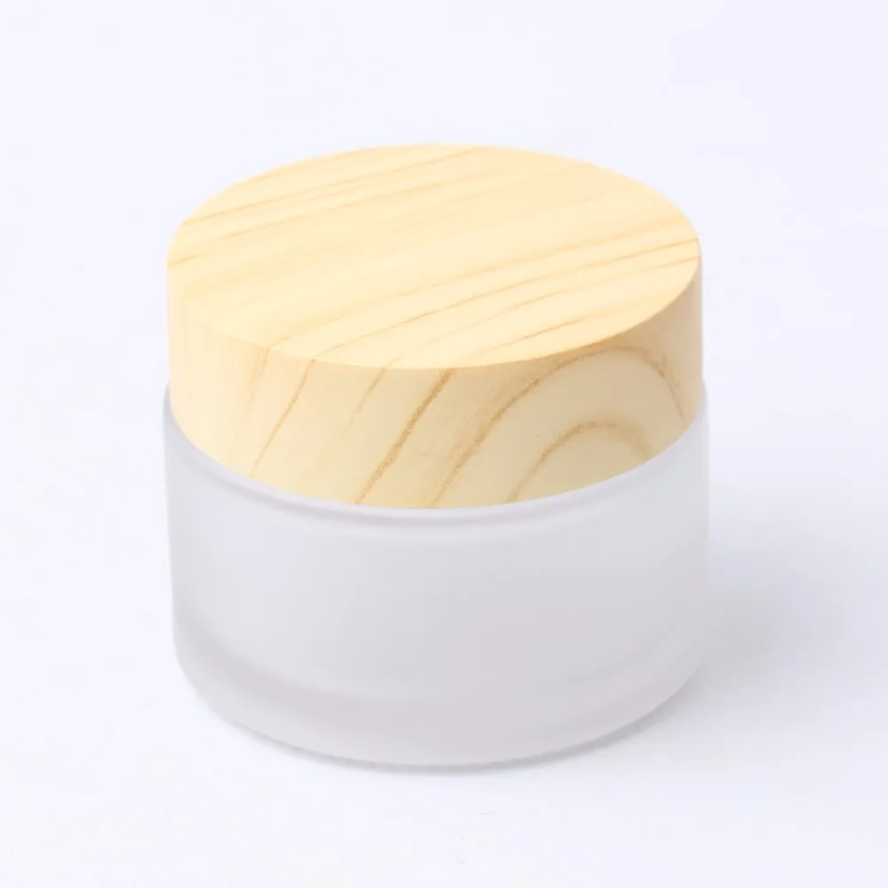 Download 30g 50g Empty Matte Bamboo Face Cream Jar,Frosted Glass ...