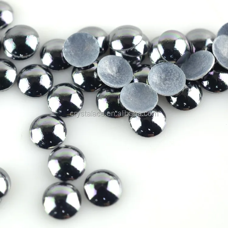 Lead free aluminium hot-fix pearl studs, dark gray color hot fix domes, half rounds transfer pearl