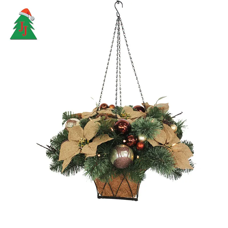 Christmas Hanging Artificial Flower Basket Decoration Buy Flower