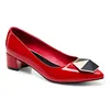 new style genuine leather pumps elegant slip on office lady pointed-toe chunky shoes woman