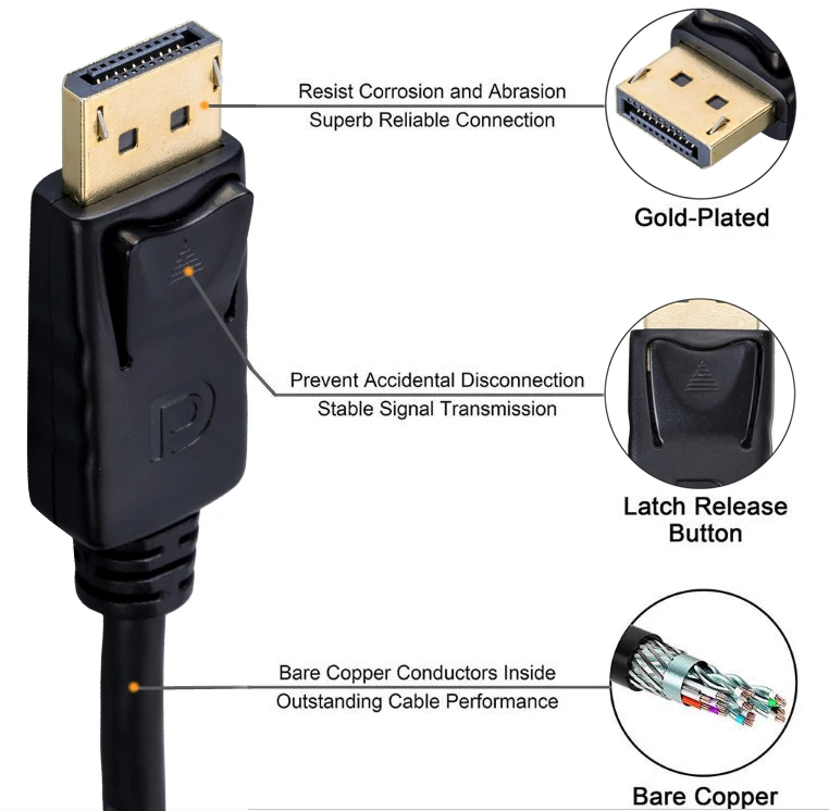 High Quality mini DP Male to Male CABLE 2k 4K 60HZ Displayport DP cable for computer - ANKUX.COM