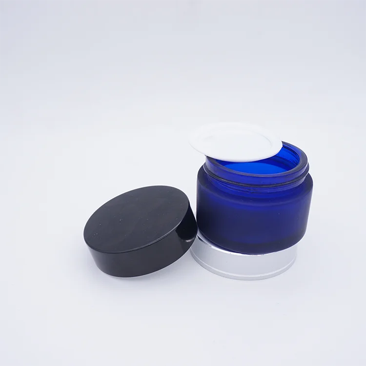 15g Blue Round Glass Cream Jar 30g Cosmetic Container With ...