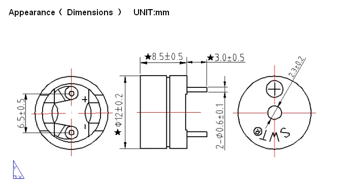 washer and dryer Machine Voice Electric Component 12mm Magnetic Buzzer