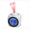 Multi-function Digital LCD Voice Talking LED Projection Alarm Clock Black