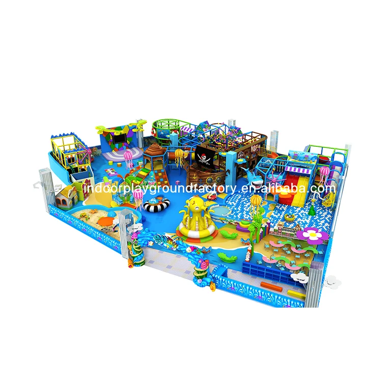 New design Ocean world theme plastic slide soft play foam ball pit equipment kids indoor playground