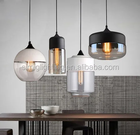 modern black color glass lampshade mini pendant lamp with edison bulb