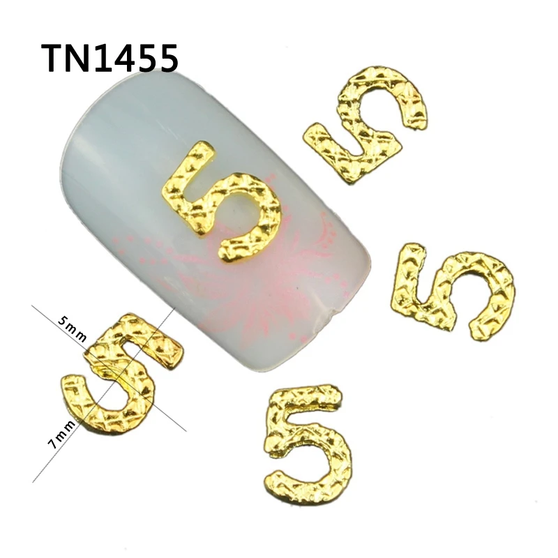 Blueness 10Pcs NO 5 Design Gold Silver Color Alloy Manicure For Tips Nails 3D Number 5