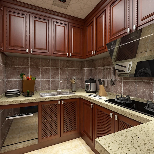Classical small kitchen designs cherry wood kitchen cabinets