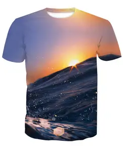 95% polyester 5% spandex custom full print sublimation t shirt men with Fashion Landscape 3D digital printed 95% polyester 5% spandex custom full print sublimation t shirt men with Fashion Landscape 3D digital printed