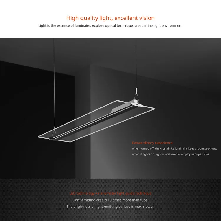 Frameless Transparent Invisible LED light guide pendant