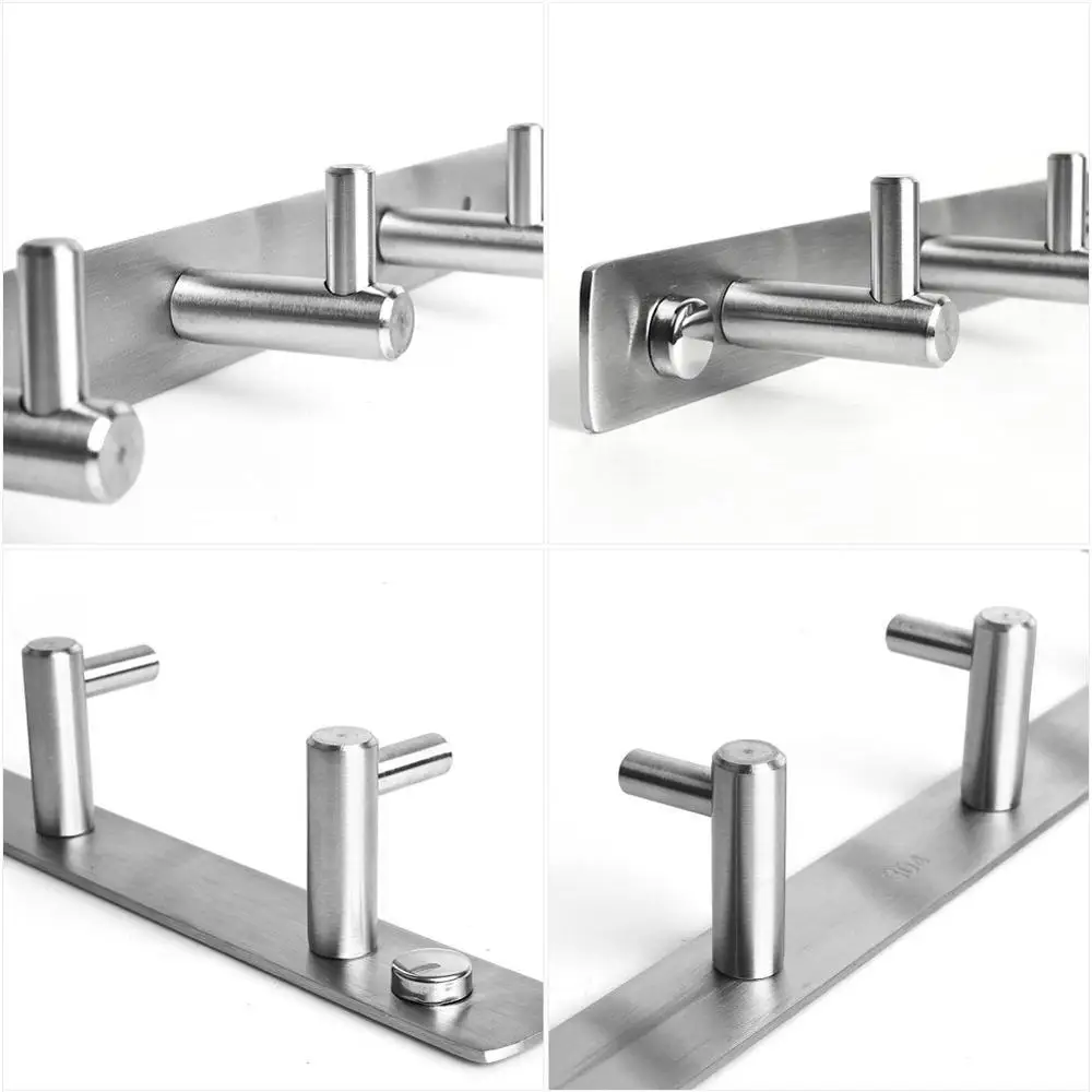 6hooks 19inch Stainless Steel Heavy Duty Wall Mount Cloth Towel Coat