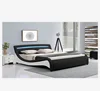 French style upholstery Pu double king bed frame with LED for wholesale