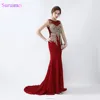 Burgundy Chiffon Prom Dresses With Gold Embroidery Beaded Mermaid Prom Gown Free Shipping