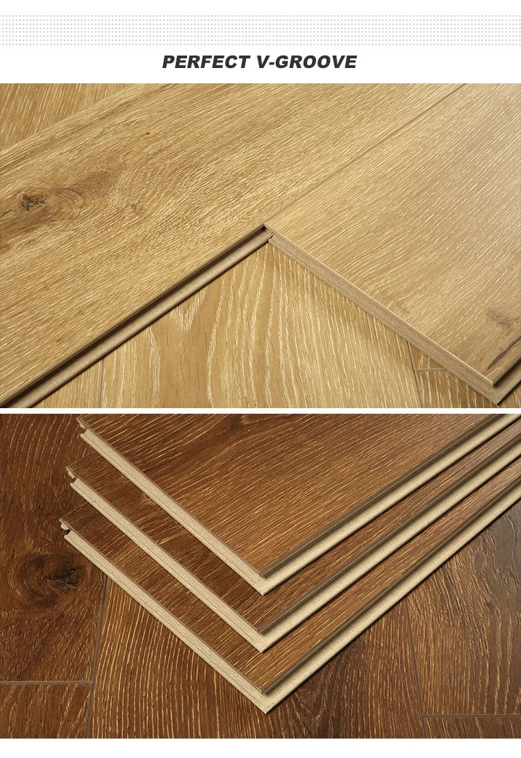 Cheap Price Vgroove Plank Wood Durable Laminate Floor Mdf Flooring