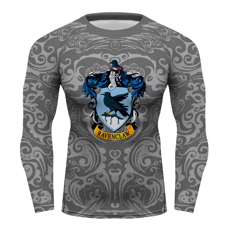 Fitness Sport Jiu-jitsu Long Sleeve 3d Print Hp House Hufflepuff T Shirt  For Men Skinny Sportswear Club Fans Cosplay Tees - Buy Harry Potter Cosplay  