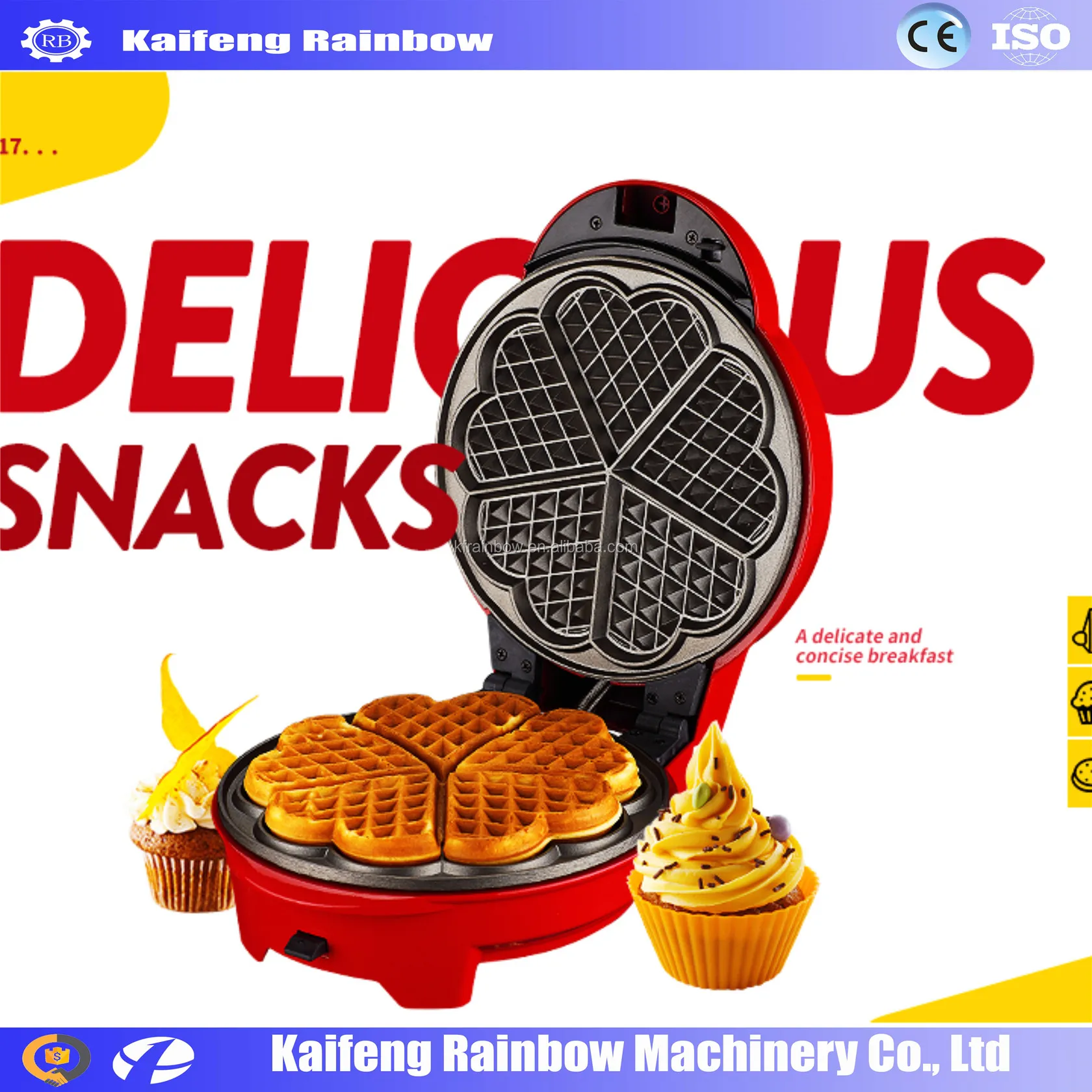 Big Capacity Multifunctional Waffle Make Machine Plate Waffle Maker Enamel Iron Quincuncial