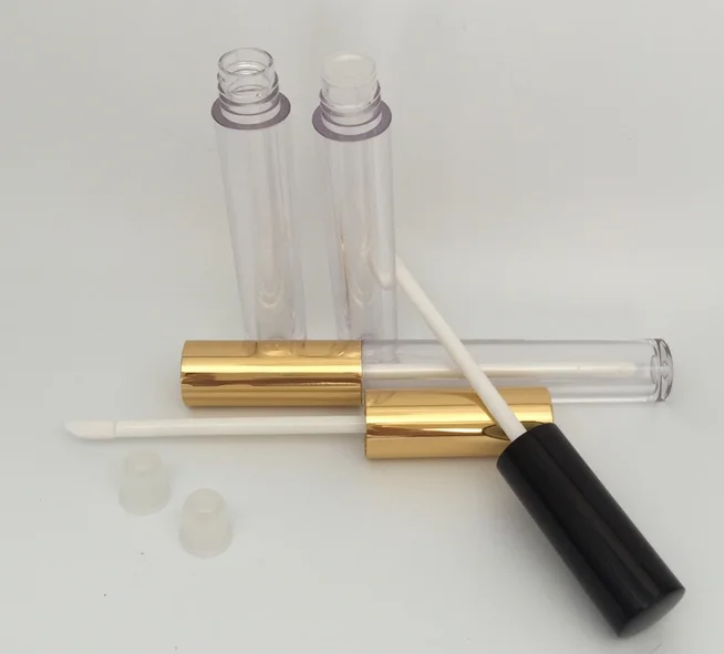 Makeup 5g Empty Lip Gloss Tube With Brush / Gold Lip Gloss Tube Packing ...