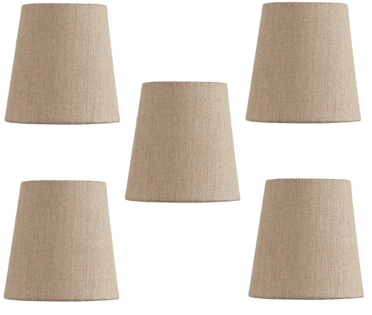 Mini Chandelier Shades Clip On Small Lamp shades set of Five Beige linen