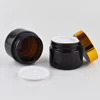 Glass amber jars 2 oz empty cosmetic clear glass eye face cream bottle with metal cap
