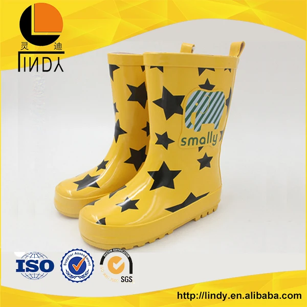 Tender yellow stars pattern baby rain boots shoes wholesale