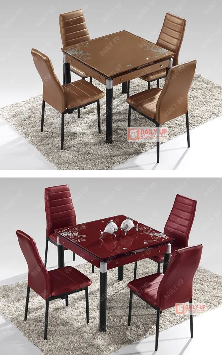 Bright Lobby Chair with Sponge Padded High End Modern Glass Dining Table Leather Chair PU Restaurant Chair Home Furniture