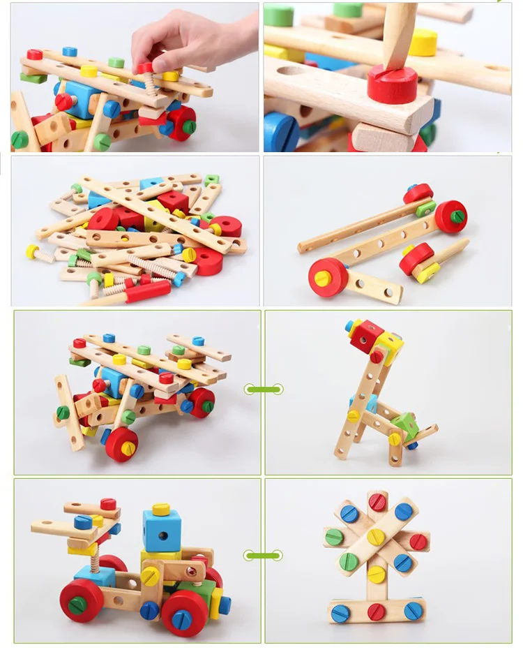 Custom Kids Educational Combination Toy Montessori Screw Disassembly And Assembly Brick Car