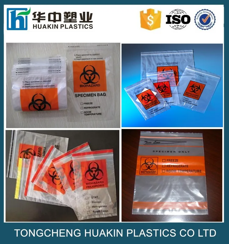 Clear Plastic Zip Top Biohazard Specimen Bags With Documents Pocket For ...