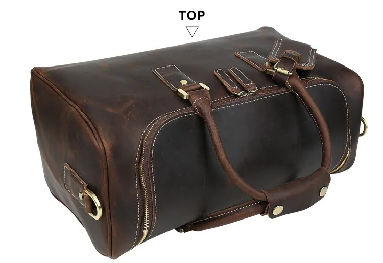Tiding High Quality Crazy Horse Leather Overnight Weekend Travel Duffel