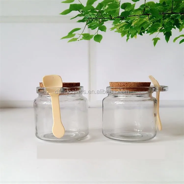 250 Ml 8oz Clear Wholesale Glass Jar With Spoon Glass Salt Spice Jar