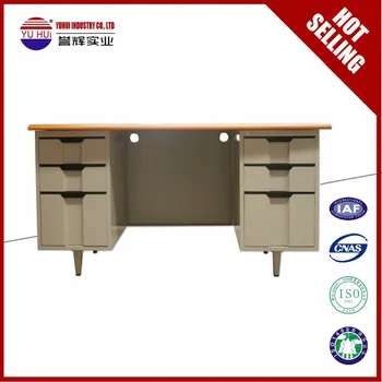 Iron White Office Desk With 6 Drawers Plastic Handles Metal Iron White Office Desk With 6 Drawers