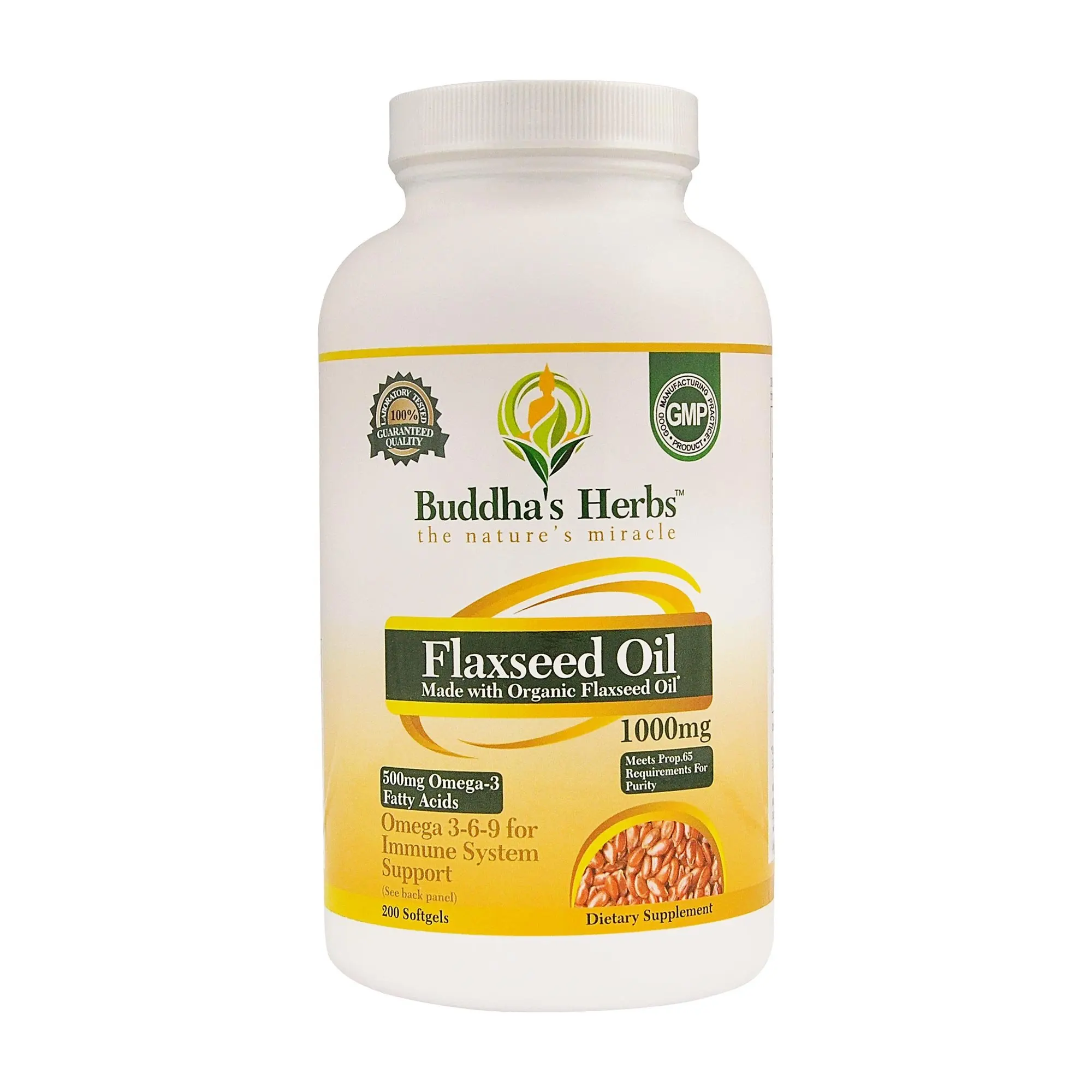 Buy Organic Flaxseed Oil (1000 mg) 200 Count 500mg Omega