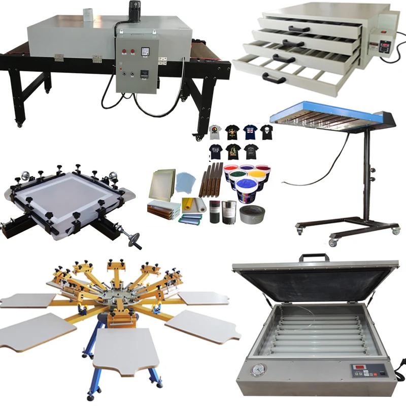 Manual Floor Standing Double Rotary 8/8 Silk Screen Printing Equipment