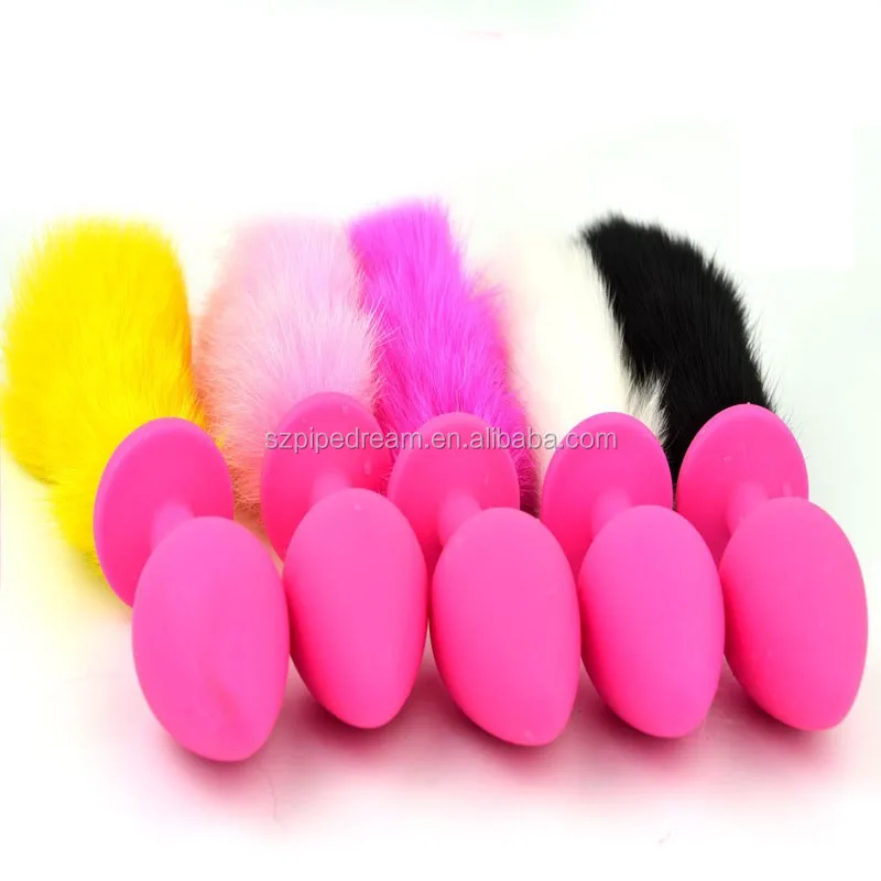 5 Color Rabbit Tail Pink Silicone Anal Plug 9041mm Large Butt Plugs