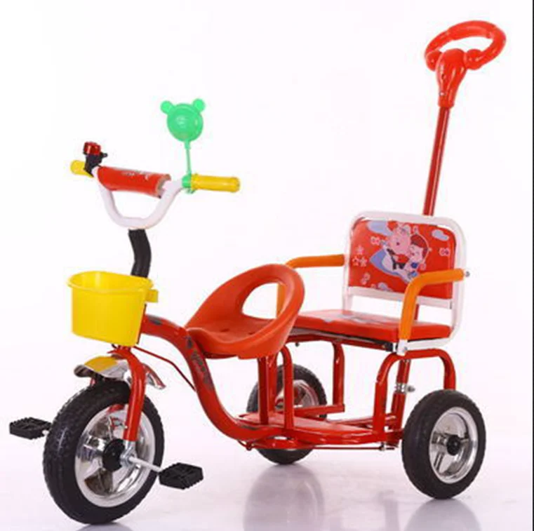 Children Tricycle Double Tricycle With Bucket Can Be Manned Baby Pedal