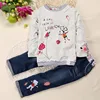 2pcs Kids Baby Casual Girls Tops +Jeans Denim Pants Set Outfits Spring Autumn Clothes