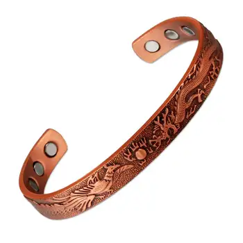 Inox Health Healing Bio Magnetic Pure Solid Red Copper Bangle Magnetic Pure Solid Red Copper Bangle