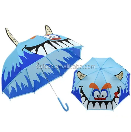 Girls Cartoon 3D Rain Umbrellas Cute Boys Pop-up Ear Dome Umbrellas Brolly Kids 