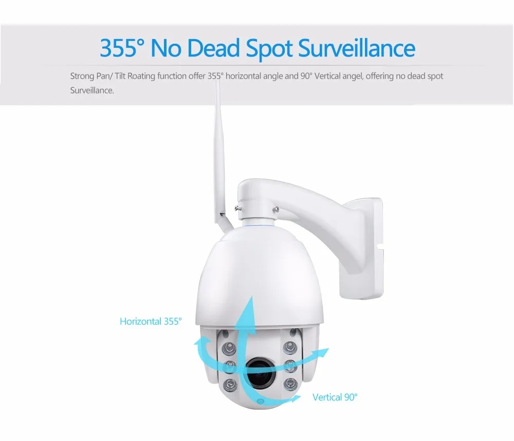 960P Full HD 5X Lens Auto-focus Waterproof IR 60m Onvif P2P CCTV Security Waterproof PTZ Dome IP Camera