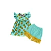 new designs baby girl clothes pineapple printing icing ruffle top and pants outfit for kids children's clothing websites